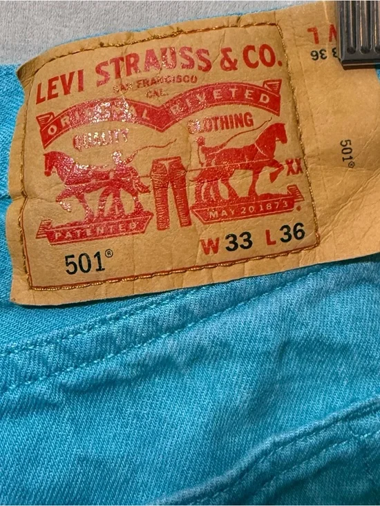 Levi's Turquoise 501 Straight Jeans - Picture 6 of 9